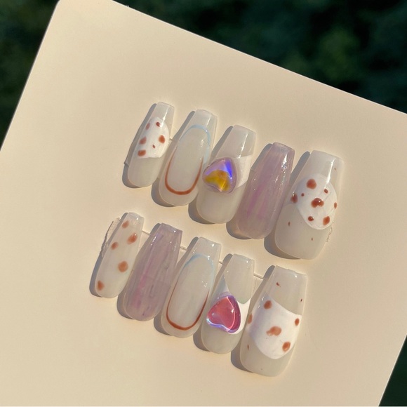 Cow anime nail, acrylic and press on nails, fake nails - Picture 2 of 3